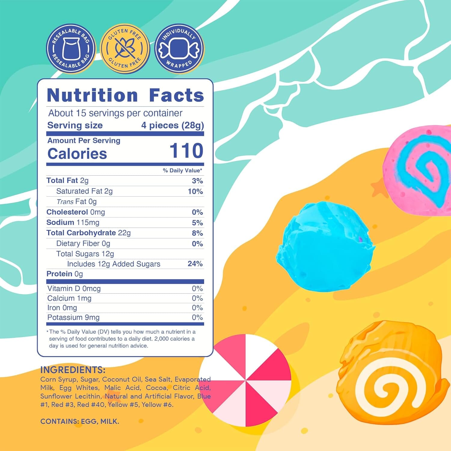 Snackathon Salt Water Taffy, Chew-La-Land Edition, 12 Flavors– 15 oz Variety Bag Snackathon 
