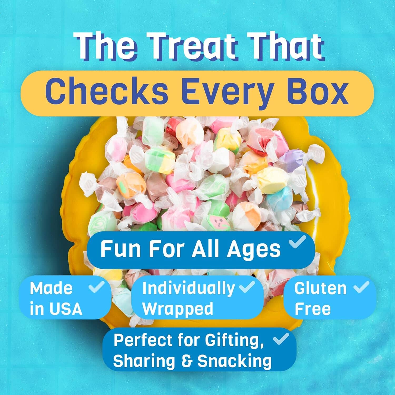 Snackathon Salt Water Taffy, Chew-La-Land Edition, 12 Flavors– 15 oz Variety Bag Snackathon 