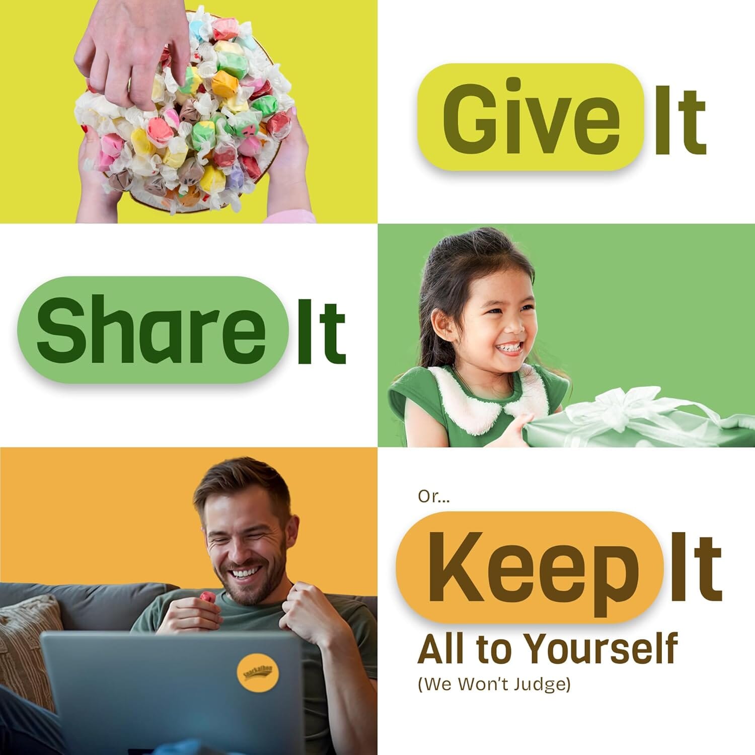 Snackathon Salt Water Taffy Single Flavor, Caramel Apple, Bulk Individually Wrapped Gourmet Candy, Soft & Chewy Sweet Treats, 15 oz Resealable Bag Snackathon 