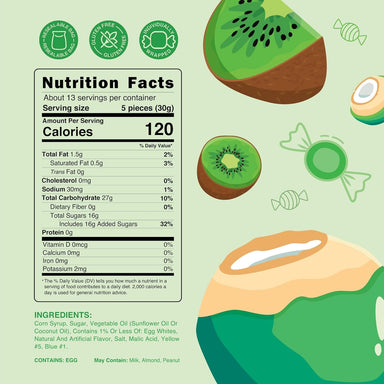 Snackathon Salt Water Taffy Single Flavor, Kiwi Coconut, Bulk Individually Wrapped Gourmet Candy, Soft & Chewy Sweet Treats, 15 oz Resealable Bag Snackathon 