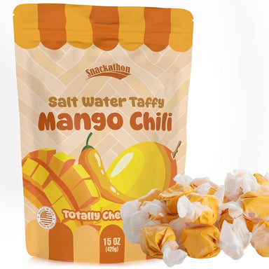 Snackathon Salt Water Taffy Single Flavor, Mango Chili, Bulk Individually Wrapped Gourmet Candy, Soft & Chewy Sweet Treats, 15 oz Resealable Bag Snackathon 
