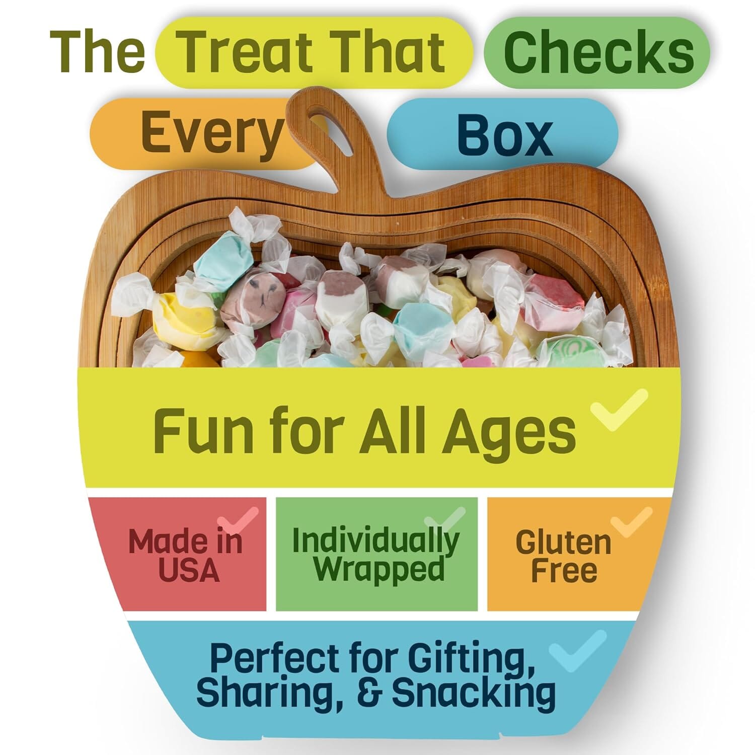 Snackathon Salt Water Taffy S'mores Flavor, Soft & Chewy Sweet Treats, 15 oz Resealable Bag Snackathon Foods 