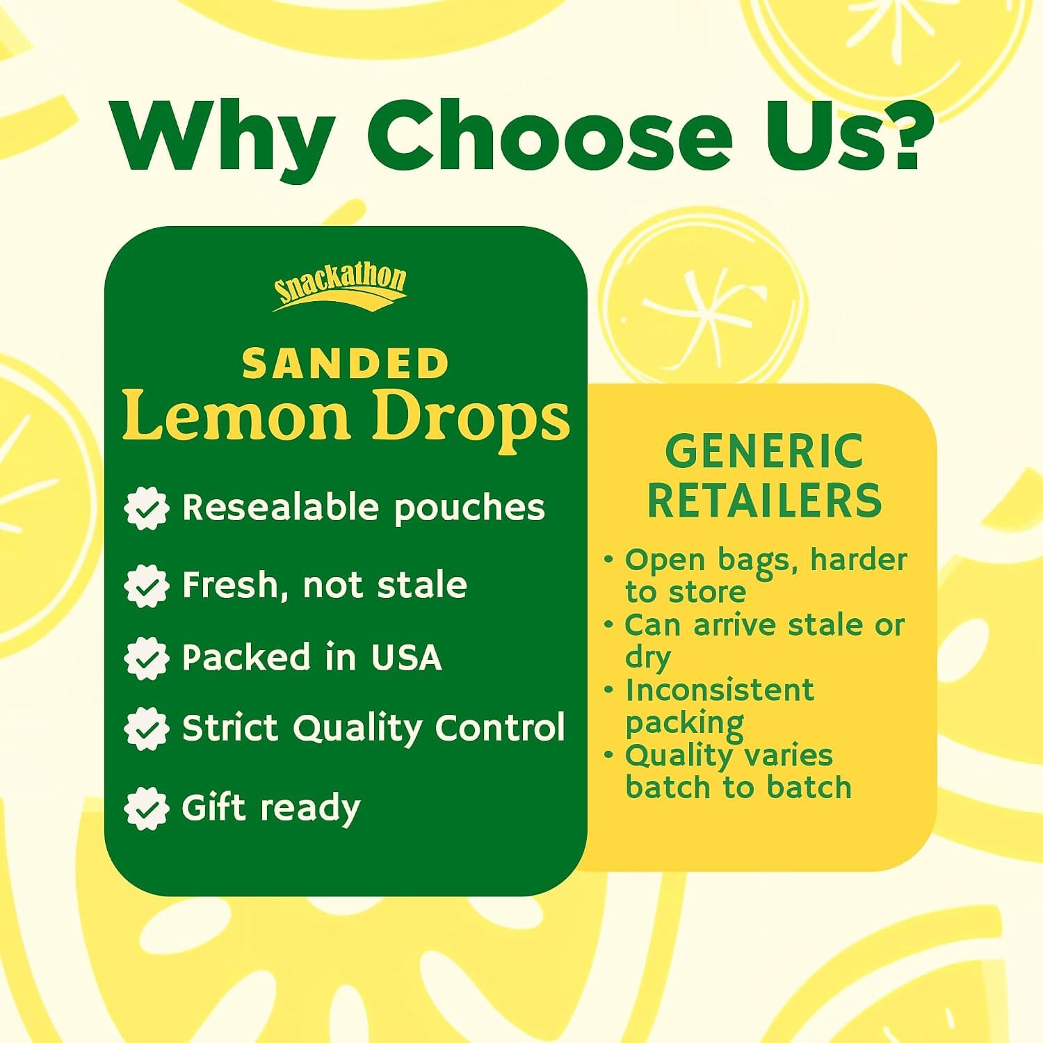Snackathon Sanded Lemon Drops Hard Candy, Old Fashioned Sweet & Sour Lemon Candy, Naturally Flavored, Sugar-Dusted Retro Treat in a Resealable Bag Snackathon 