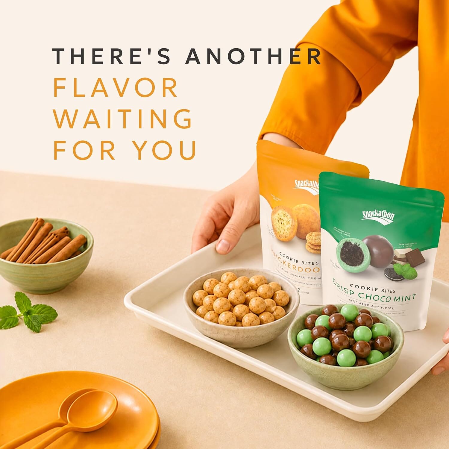 Snackathon Snickerdoodle Cookie Bites, Crispy Mini Cookie Balls Snackathon 