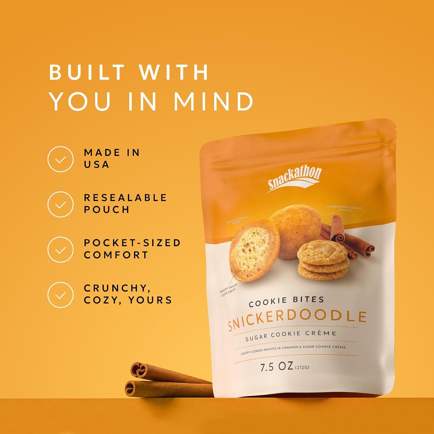 Snackathon Snickerdoodle Cookie Bites, Crispy Mini Cookie Balls Snackathon 