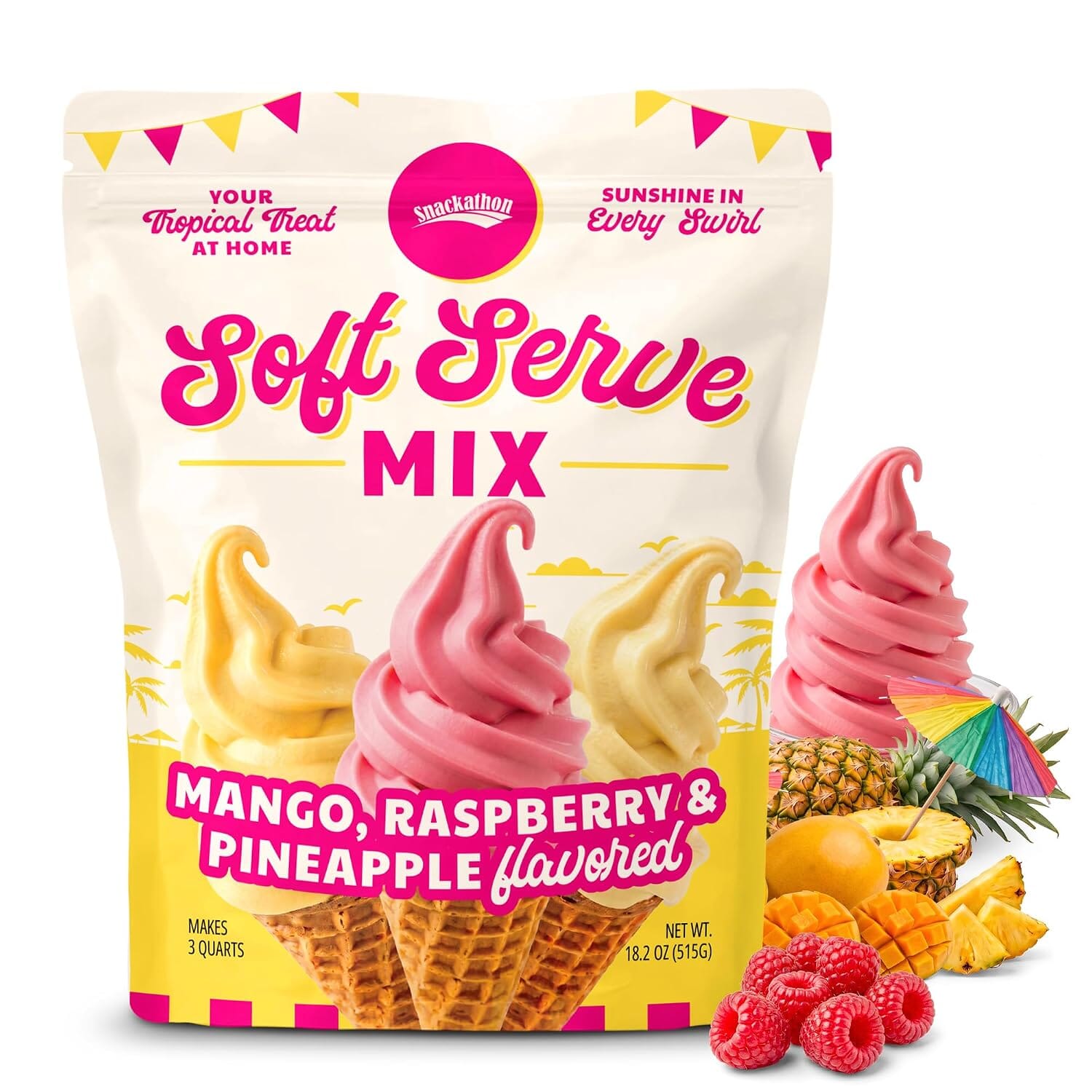 Snackathon Soft Serve Mix Variety Pack, 3 Sunshine Flavors, Makes 3 Quarts Snackathon 3 Sunshine 3 Quarts 