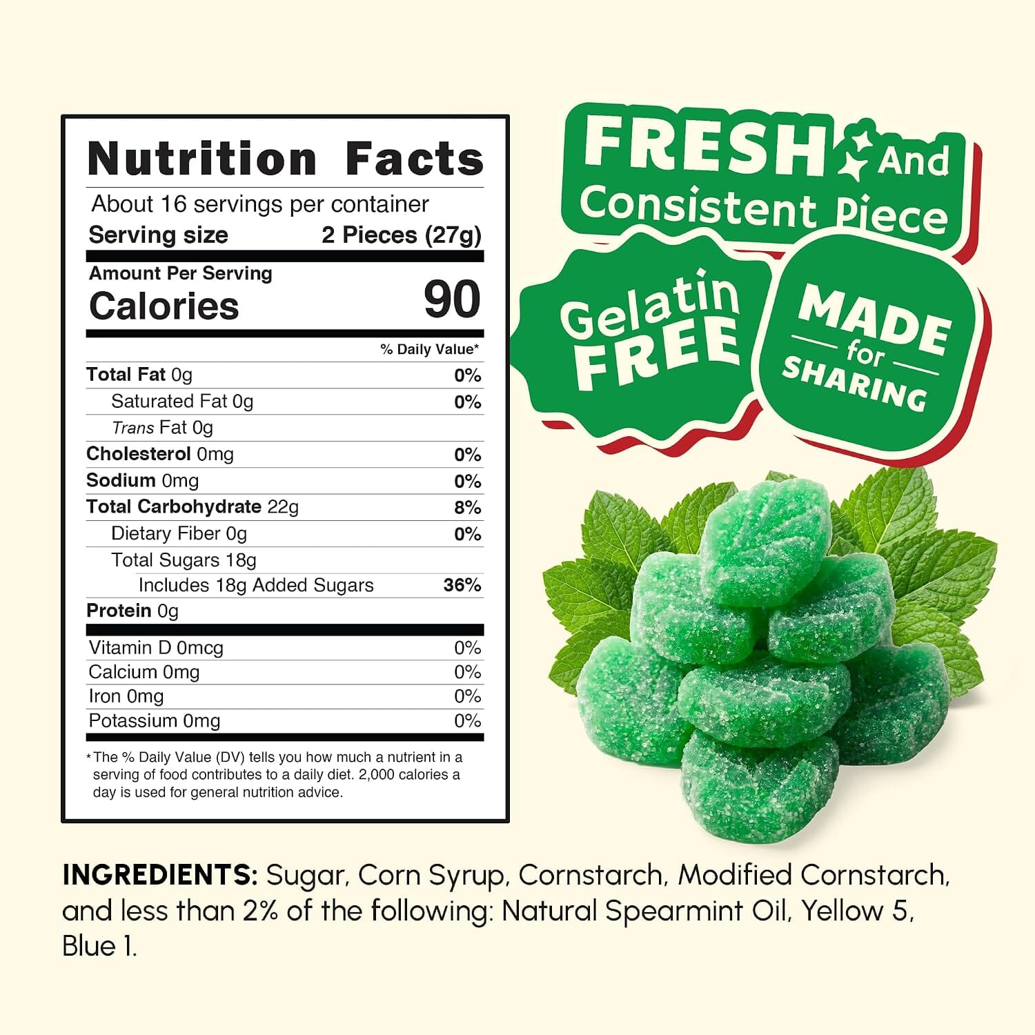 Snackathon Spearmint Leaves Candy, Soft & Chewy Mint Jelly Candy Snackathon 