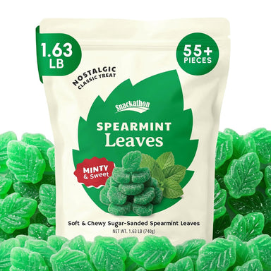 Snackathon Spearmint Leaves Candy, Soft & Chewy Mint Jelly Candy Snackathon Spearmint Leaves 26 Ounce 