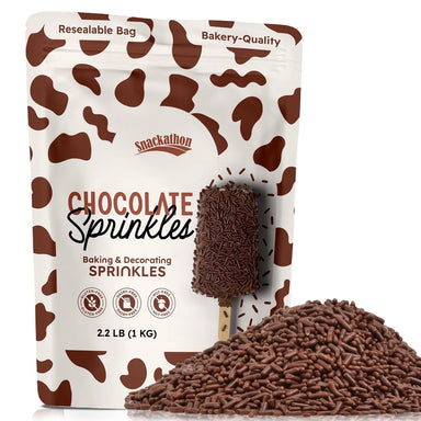 Snackathon Sprinkles for Baking & Decorating, Chocolate Sprinkles, 2.2 LB Bulk Brown Jimmies in Resealable Pouch Snackathon 