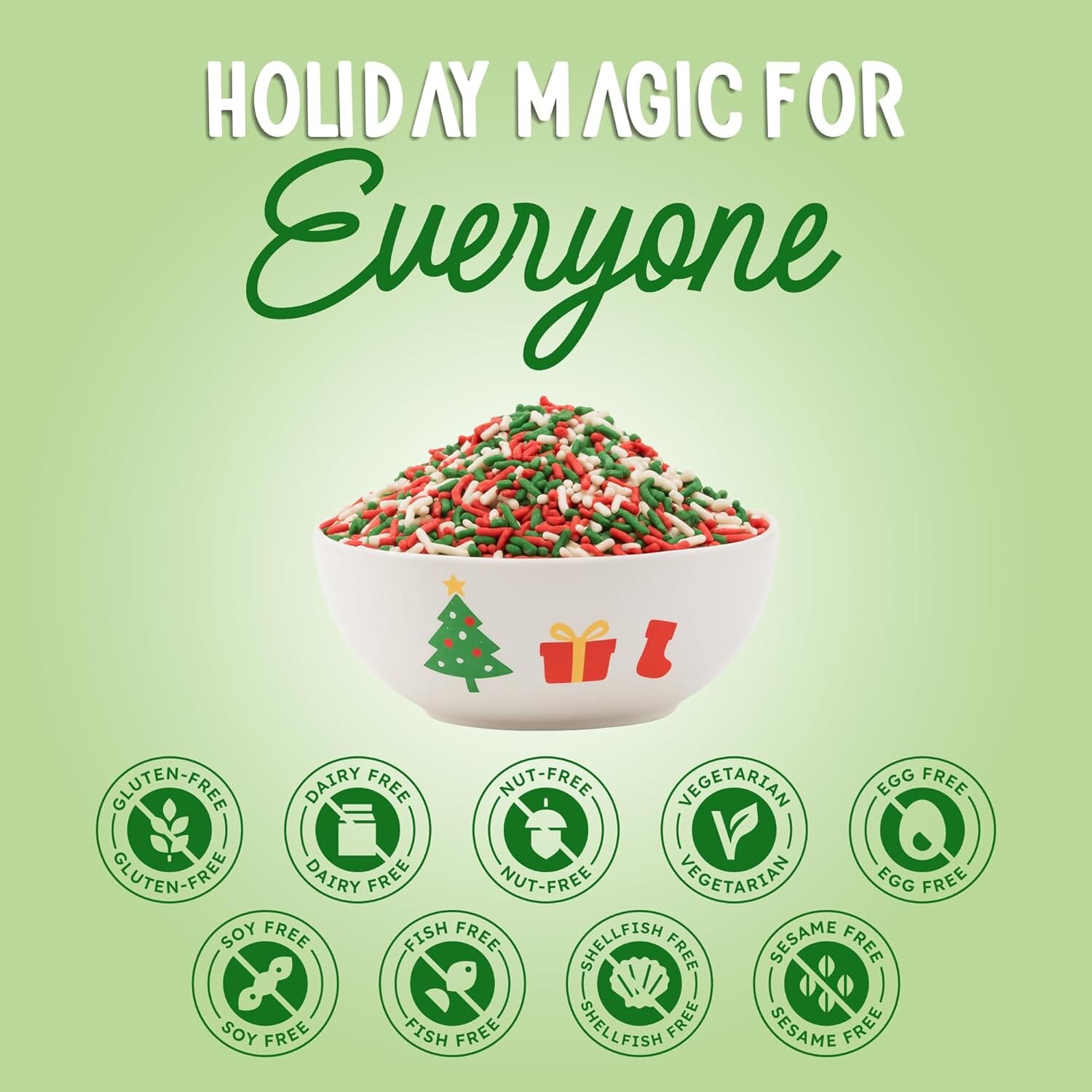 Snackathon Sprinkles for Baking & Decorating, Christmas Sprinkles, 2.2 LB Bulk Holiday Jimmies in Resealable Pouch Snackathon 