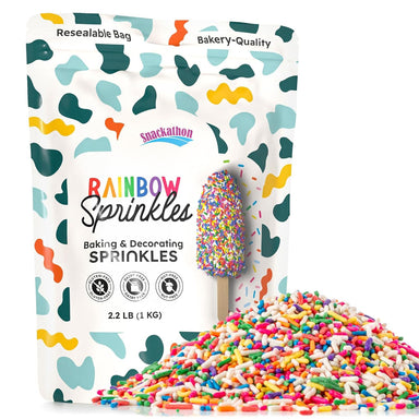 Snackathon Sprinkles for Baking & Decorating, Rainbow Sprinkles, 2.2 LB Bulk Rainbow Jimmies in Resealable Pouch Snackathon 2.2 Pounds 