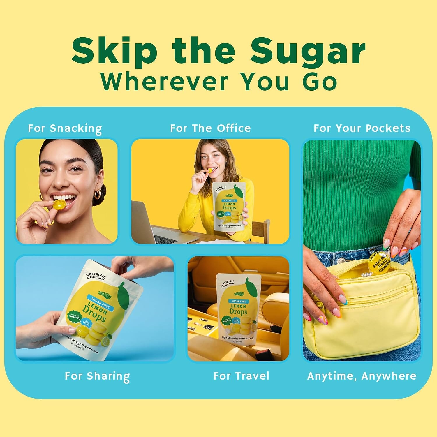 Snackathon Sugar Free Lemon Drops Hard Candy, Zero Sugar, Old Fashioned Candy Treats Snackathon 
