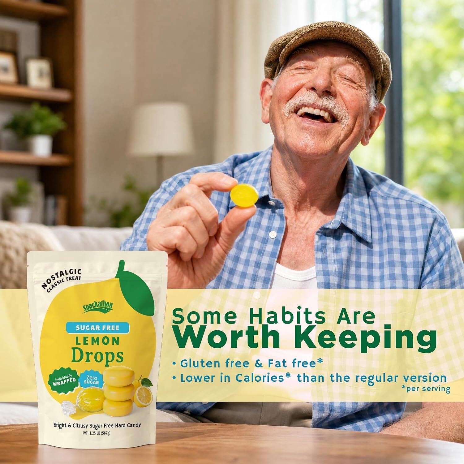 Snackathon Sugar Free Lemon Drops Hard Candy, Zero Sugar, Old Fashioned Candy Treats Snackathon 