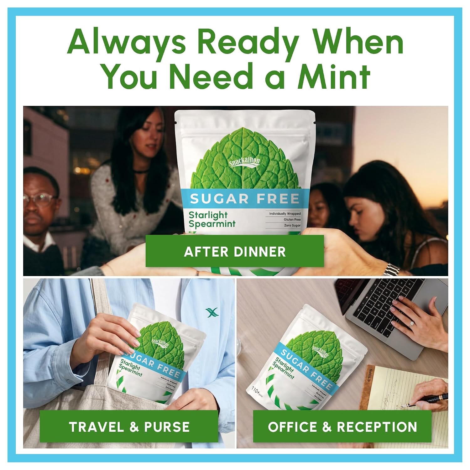 Snackathon Sugar Free Spearmint Starlight Mints Hard Candy Snackathon 