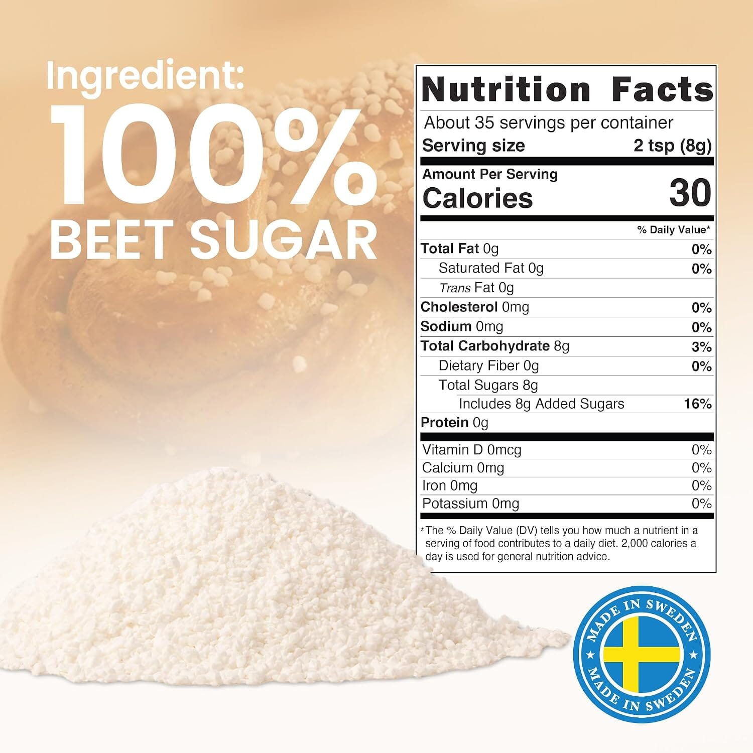 Snackathon Swedish Pearl Sugar, Coarse Finishing Sugar for Baking Snackathon 