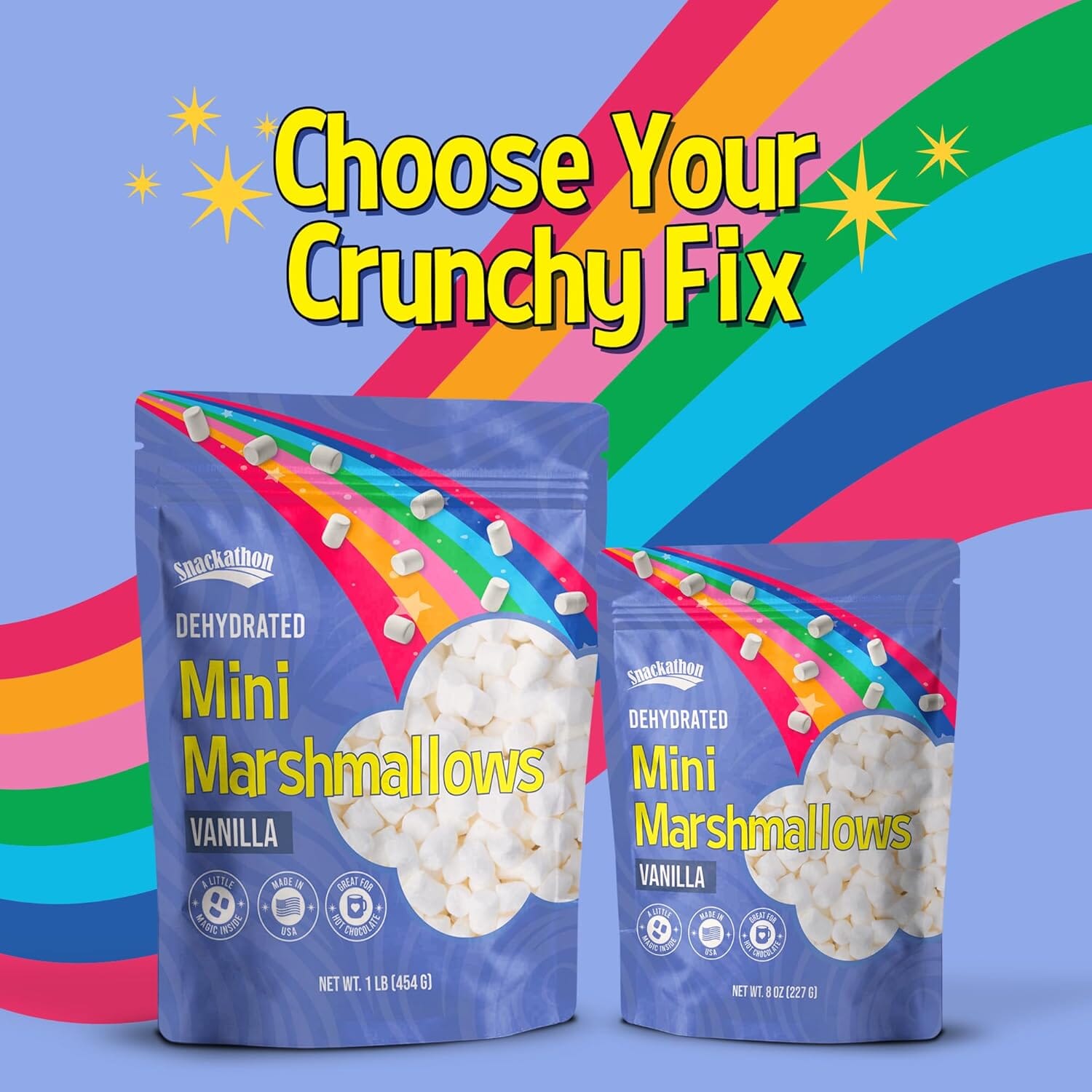 Snackathon Vanilla Mini Dehydrated Marshmallows – Crispy Marshmallow Bits for Hot Chocolate, Cereal & Baking Snackathon Foods 