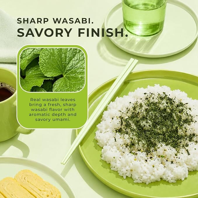 Snackathon Wasabi Furikake Rice Seasoning, 1.76 oz Jar, Real Wasabi Leaves East and Else 