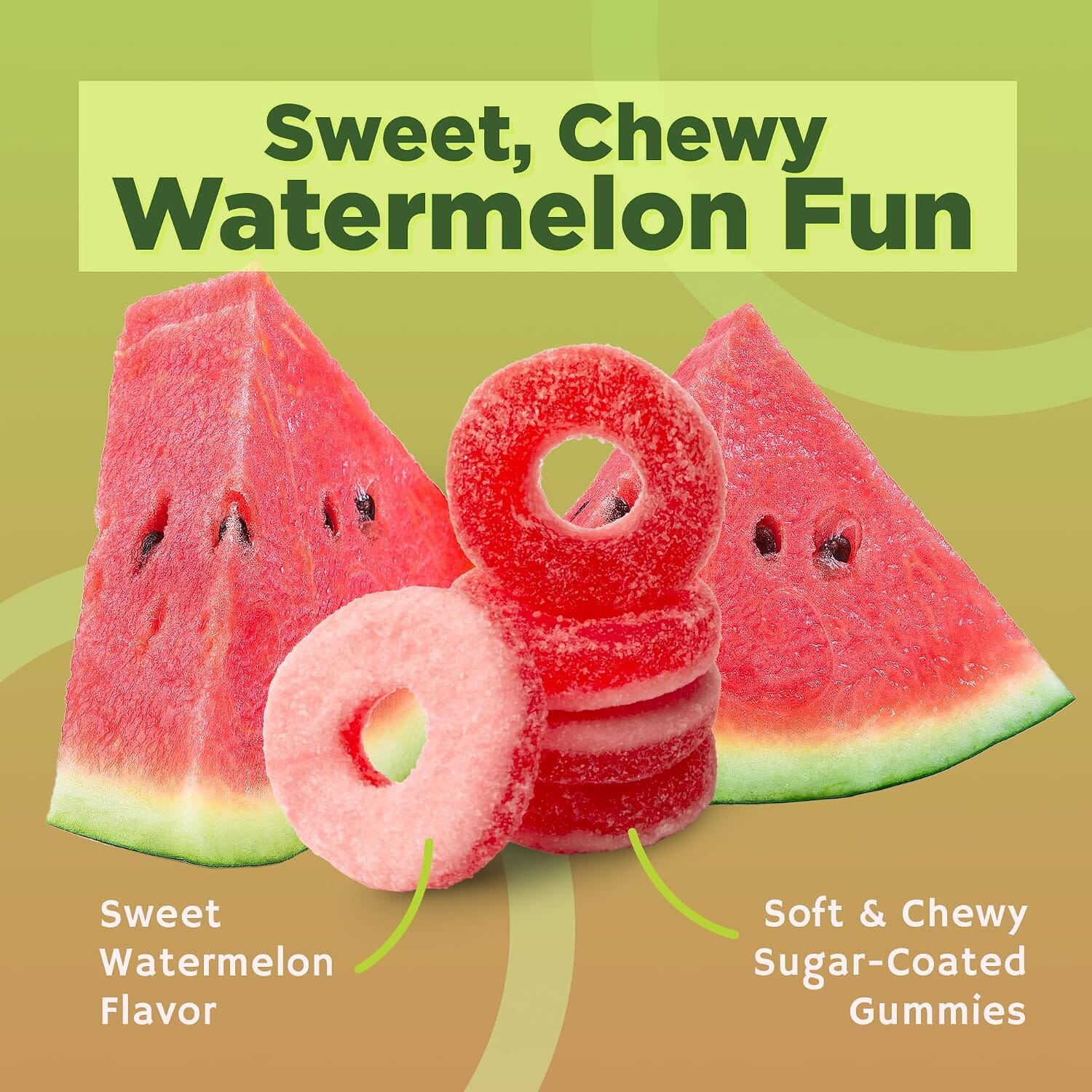 Snackathon Watermelon Rings Gummy Candy, Soft & Chewy Pink Gummies Snackathon 