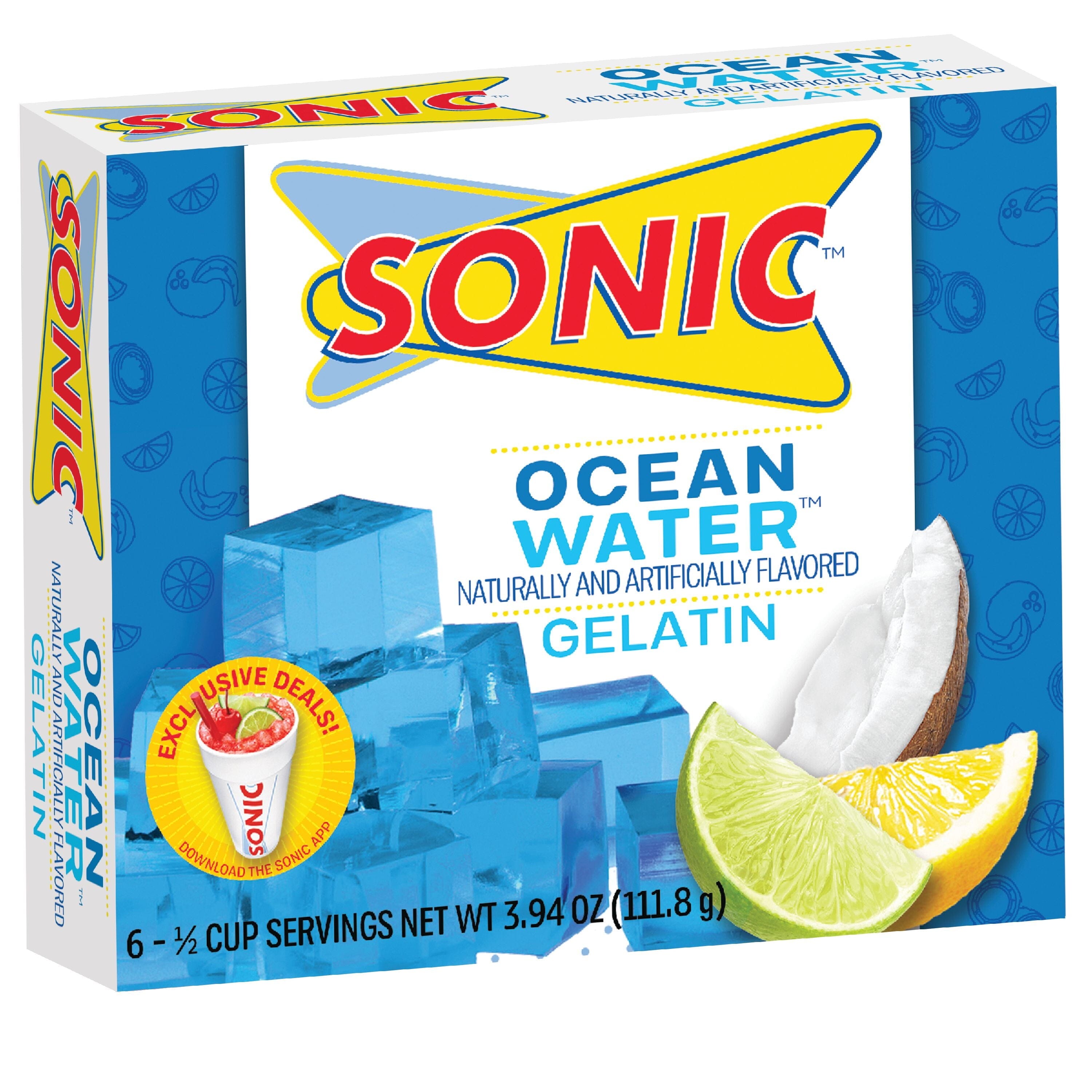 Sonic Ocean Water Gelatin Mix, 6 Servings, 3.94 oz Cardboard Box Sonic 