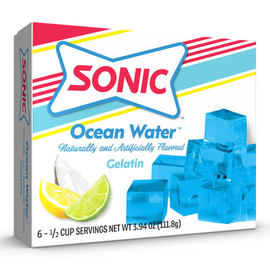 Sonic Ocean Water Gelatin Mix, 6 Servings, 3.94 oz Cardboard Box Sonic Ocean Water 