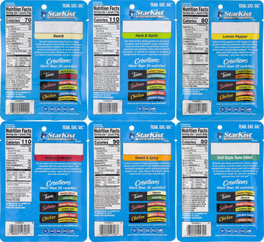 Starkist Tuna Creations Variety Pack, 6 Flavors, 1 Pouch of Each Flavor, 6 Pouches Total Snackathon 