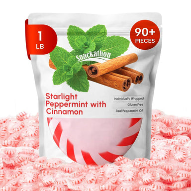 Starlight Peppermint Cinnamon Candy, Individually Wrapped, 1 Pound Snackathon 