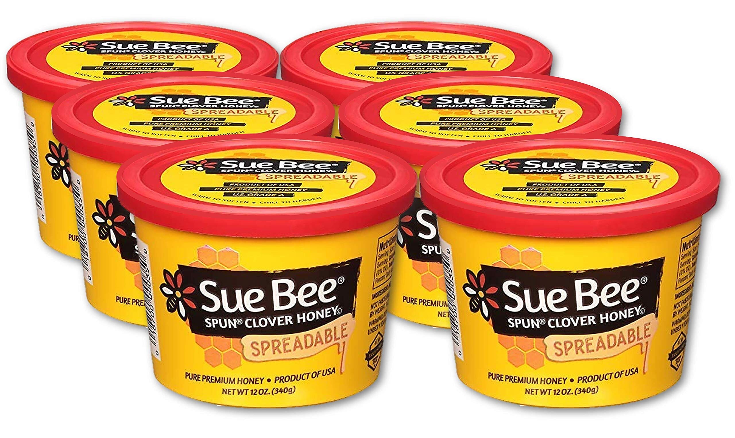 Sue Bee Premium Spun Honey – Pure Whipped Clover Honey, 12 oz SUE BEE 12 Ounce (Pack of 6) 