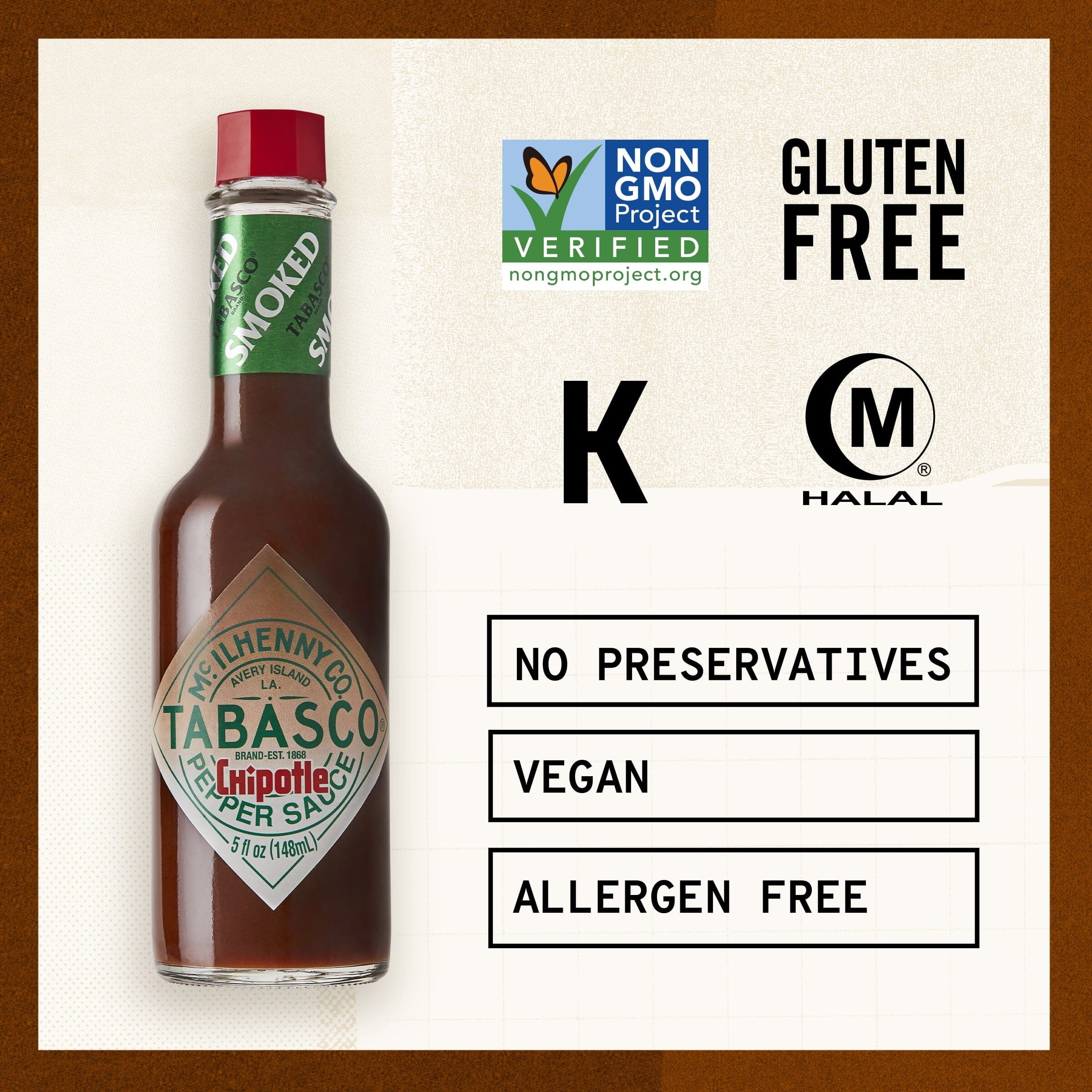 Tabasco Chipotle Pepper Sauce, 5 oz Regular Glass Bottle Containing Liquid Hot Sauce, Gluten Free TABASCO 