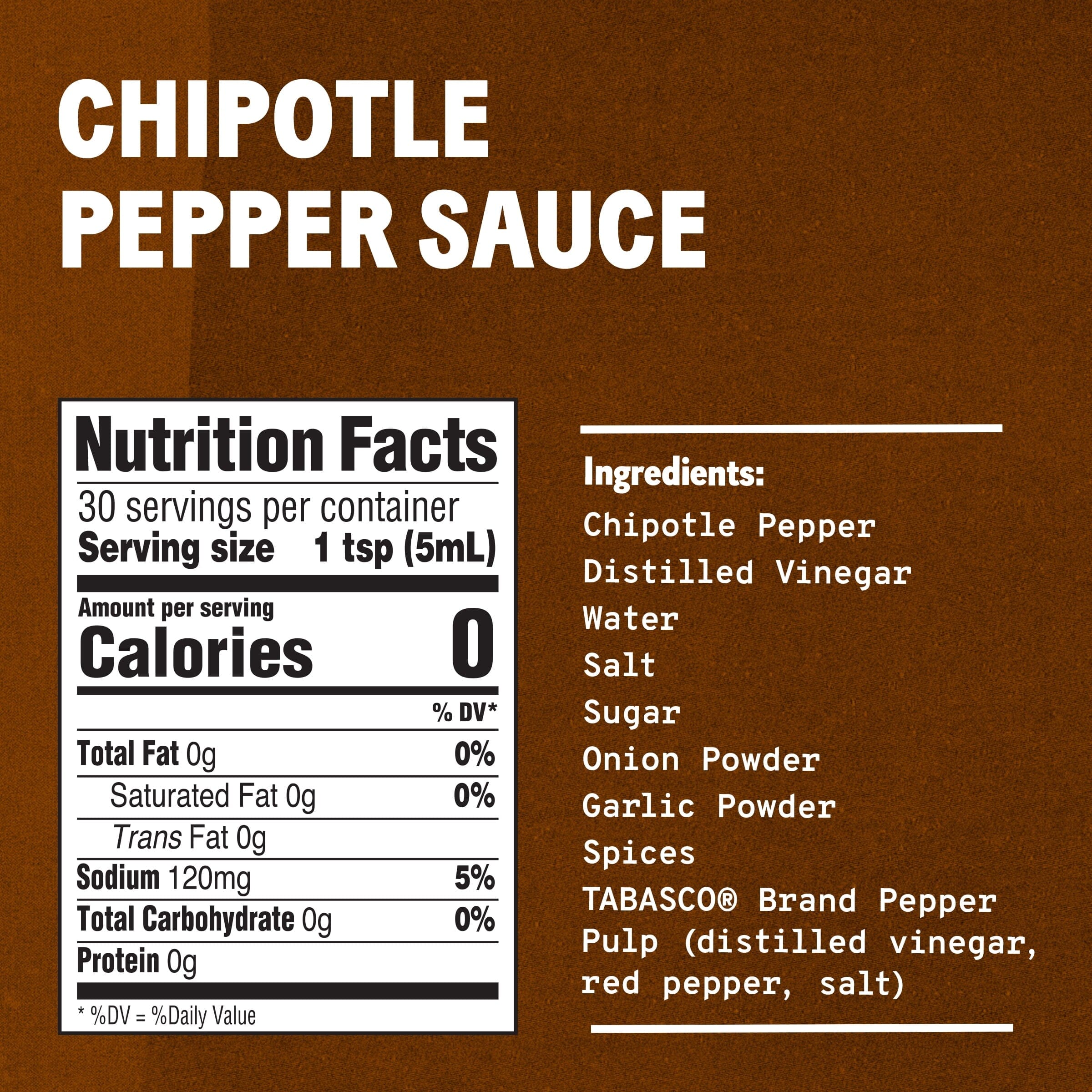 Tabasco Chipotle Pepper Sauce, 5 oz Regular Glass Bottle Containing Liquid Hot Sauce, Gluten Free TABASCO 