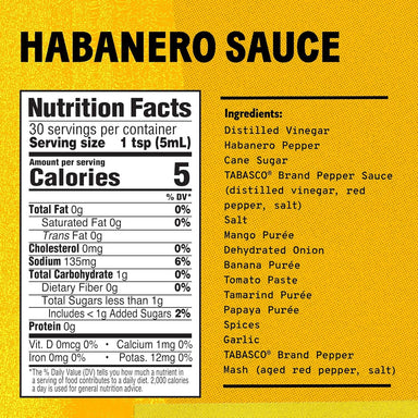 Tabasco Habanero Pepper Sauce, 2 Fluid Ounce Tabasco 