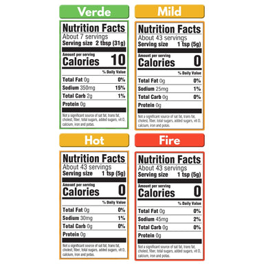 Taco Bell Glass Condiment Sauce Variety Pack, 1 Verde, 1 Mild, 1 Hot, 1 Fire, 4 CT Snackathon 