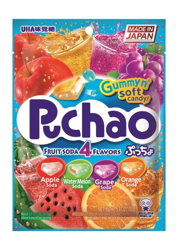 UHA Mikakuto Puchao Soft Candy with Gummy Bits, 3.53 oz UHA Fruit Soda 