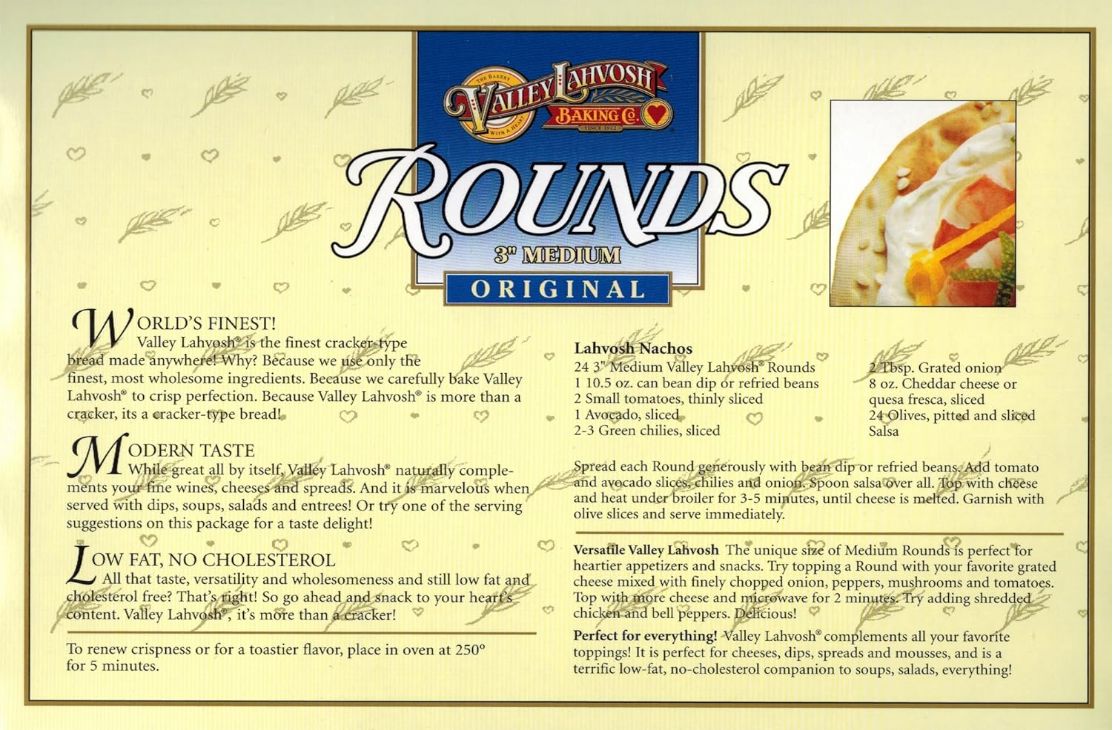 Valley Lahvosh Original Crackerbread Rounds, 4.5 oz (Pack of 6) Valley Lahvosh 