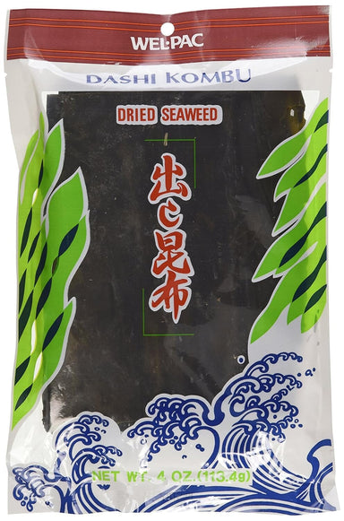 Wel-pac Dashi Kombu Dried Seaweed, 4 Ounce Snackathon Foods 4 Ounce (Pack of 1) 
