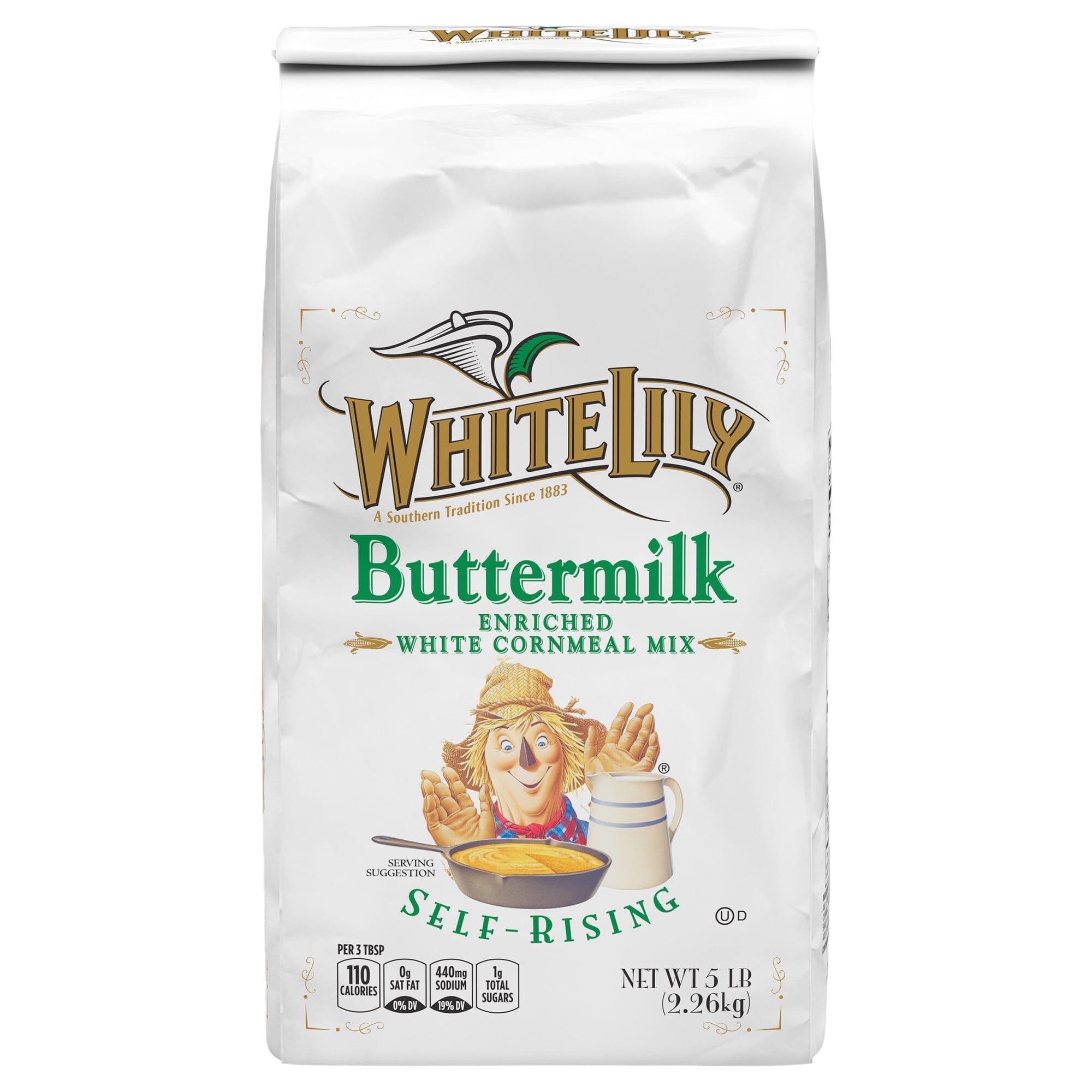 White Lily Self-Rising Buttermilk White Cornmeal Mix, 5 lb Bag White Lily Single 