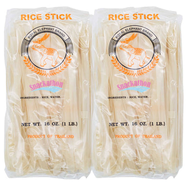 Wide Thai Rice Stick Noodles Xl (1cm) Pack of 2 (16 Ounce each) Snackathon 