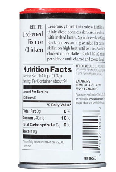 Zatarains Blackened Seasoning, 3 Oz Zatarain's 