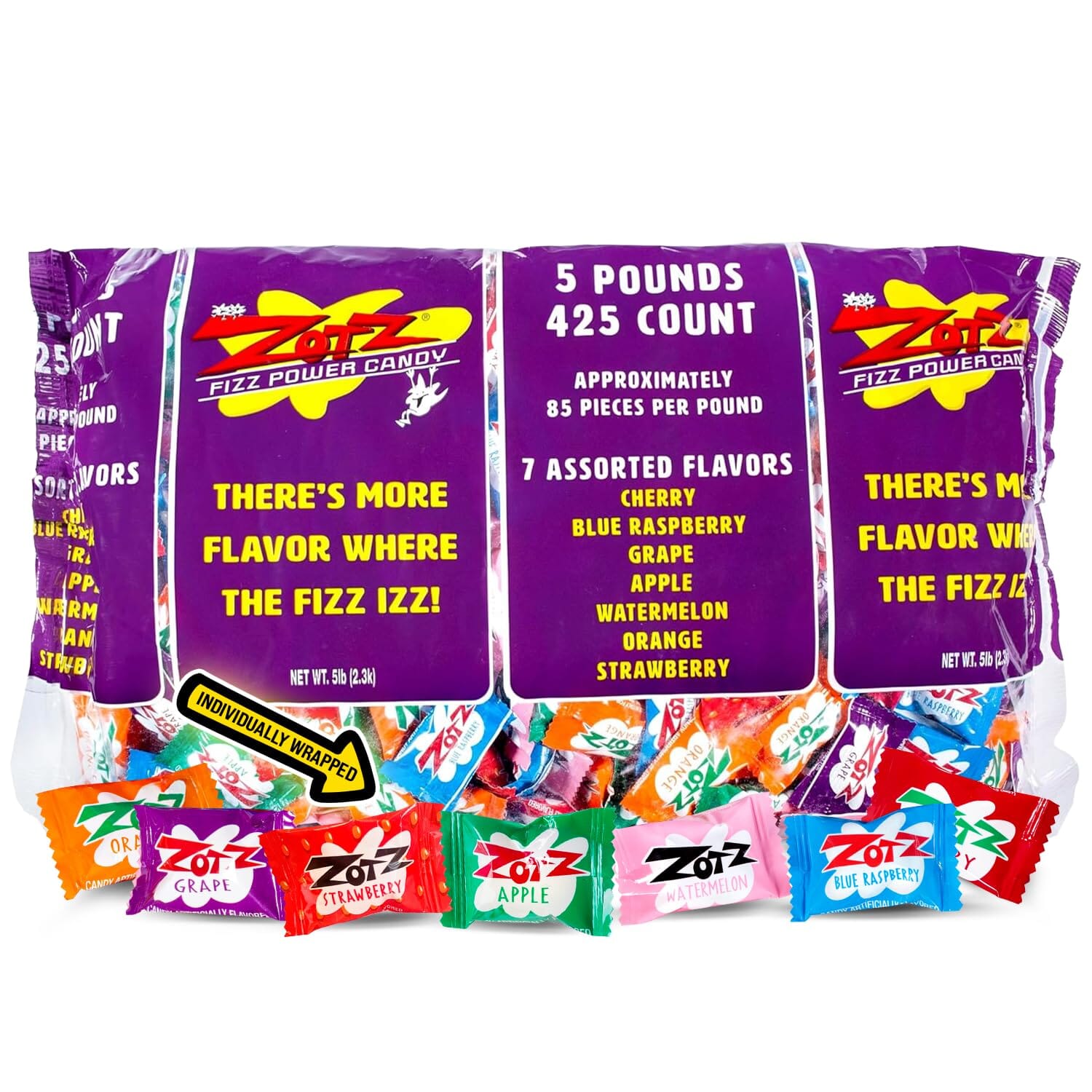 Zots Fizz Power Candy Assorted, 425 Count, 5 lb ZOTZ 