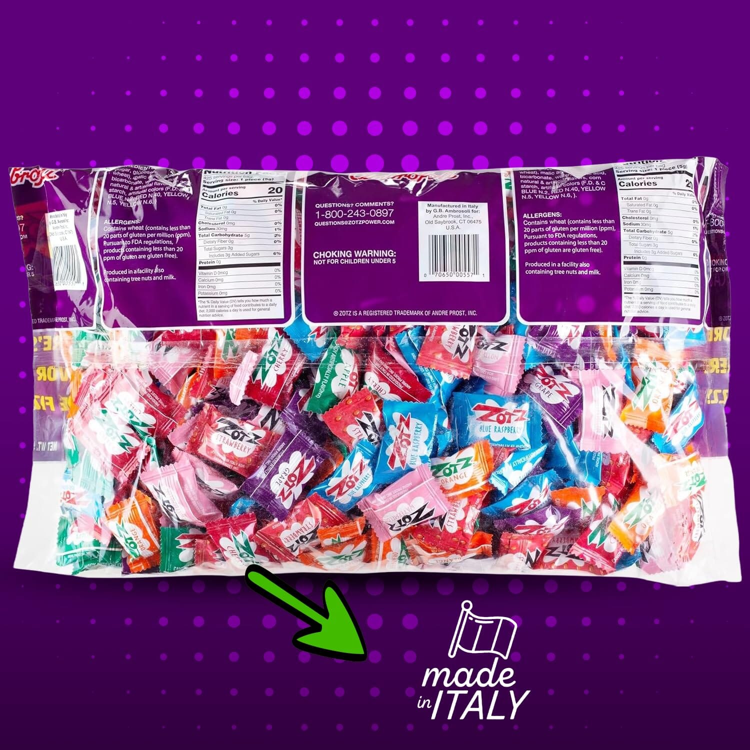 Zots Fizz Power Candy Assorted, 425 Count, 5 lb ZOTZ 