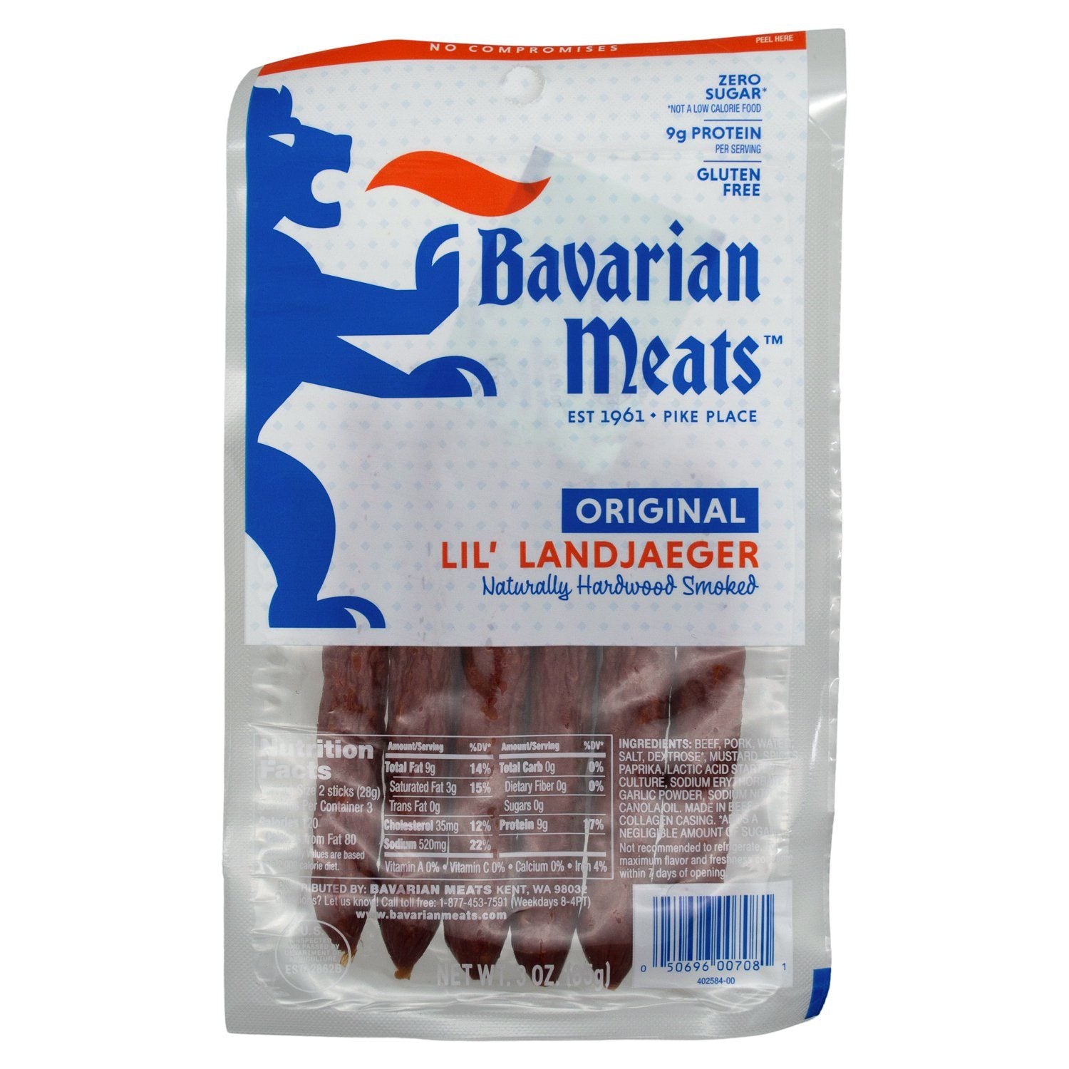 Bavarian Meats Hardwood Smoked Lil' Landjaeger Sticks Bavarian Meats Original 3 Ounce 