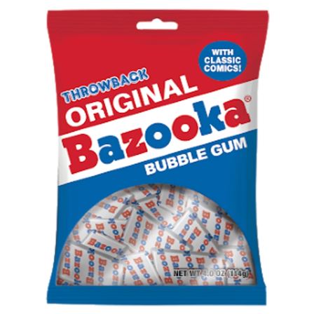 Bazooka Bubble Gum Snackathon Foods Original 4 Ounce Bag 