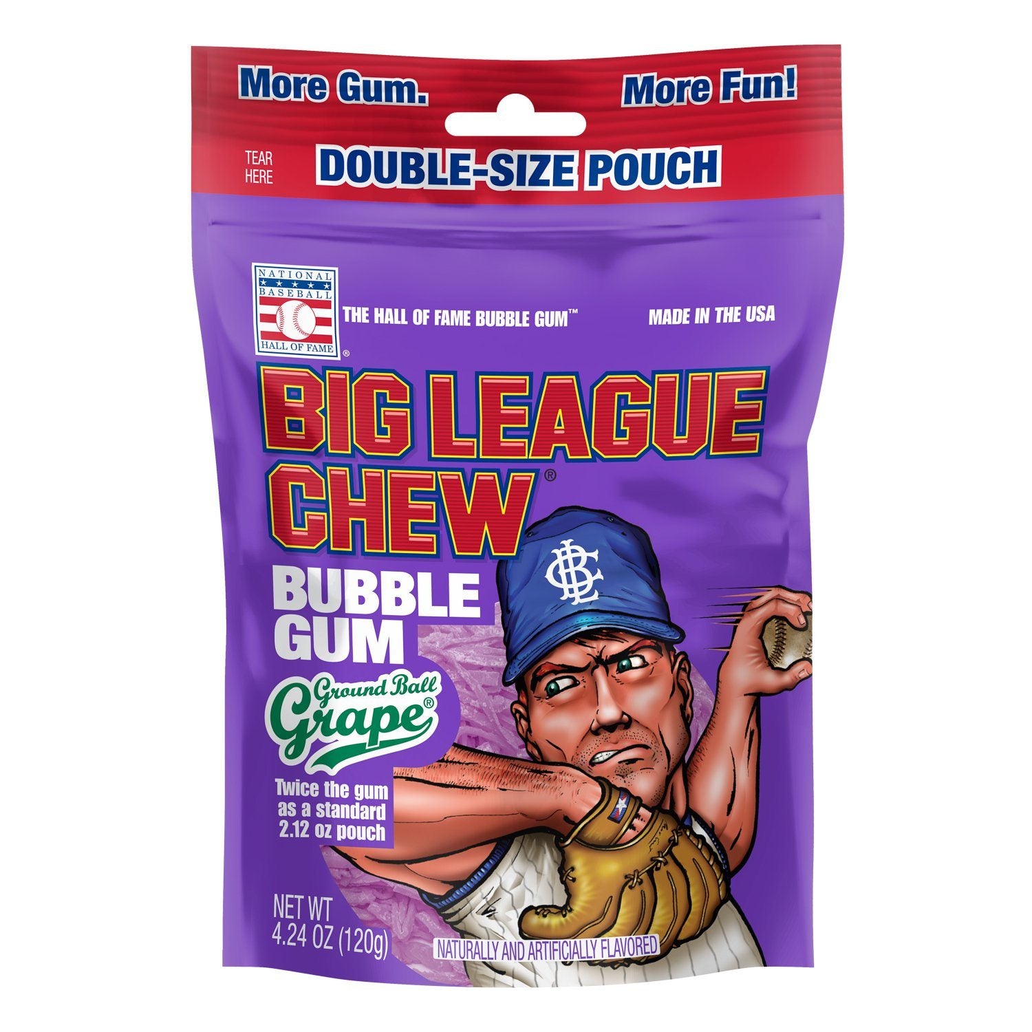 Big League Chew Bubble Gum, Ground Ball Grape - 2.12 oz packet