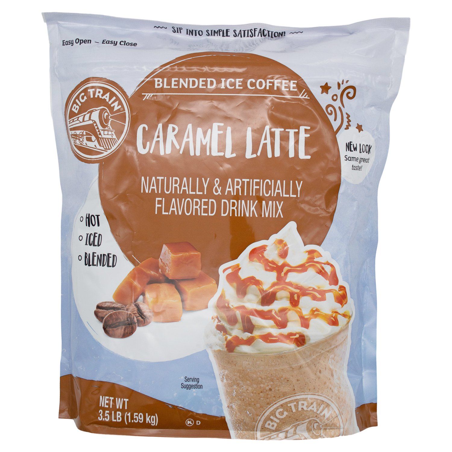 Big Train Blended Ice Coffee Big Train Caramel Latte 3.5 Pound Sealable 