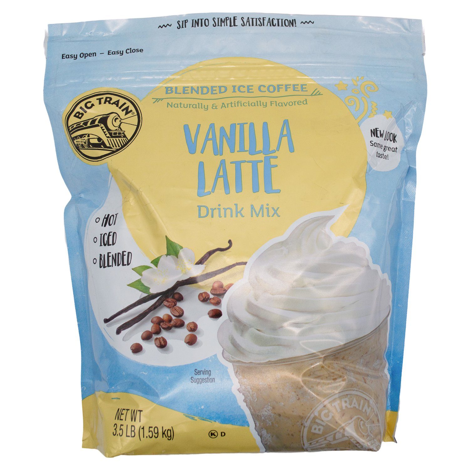 Big Train Blended Ice Coffee Big Train Vanilla Latte 3.5 Pound Sealable 