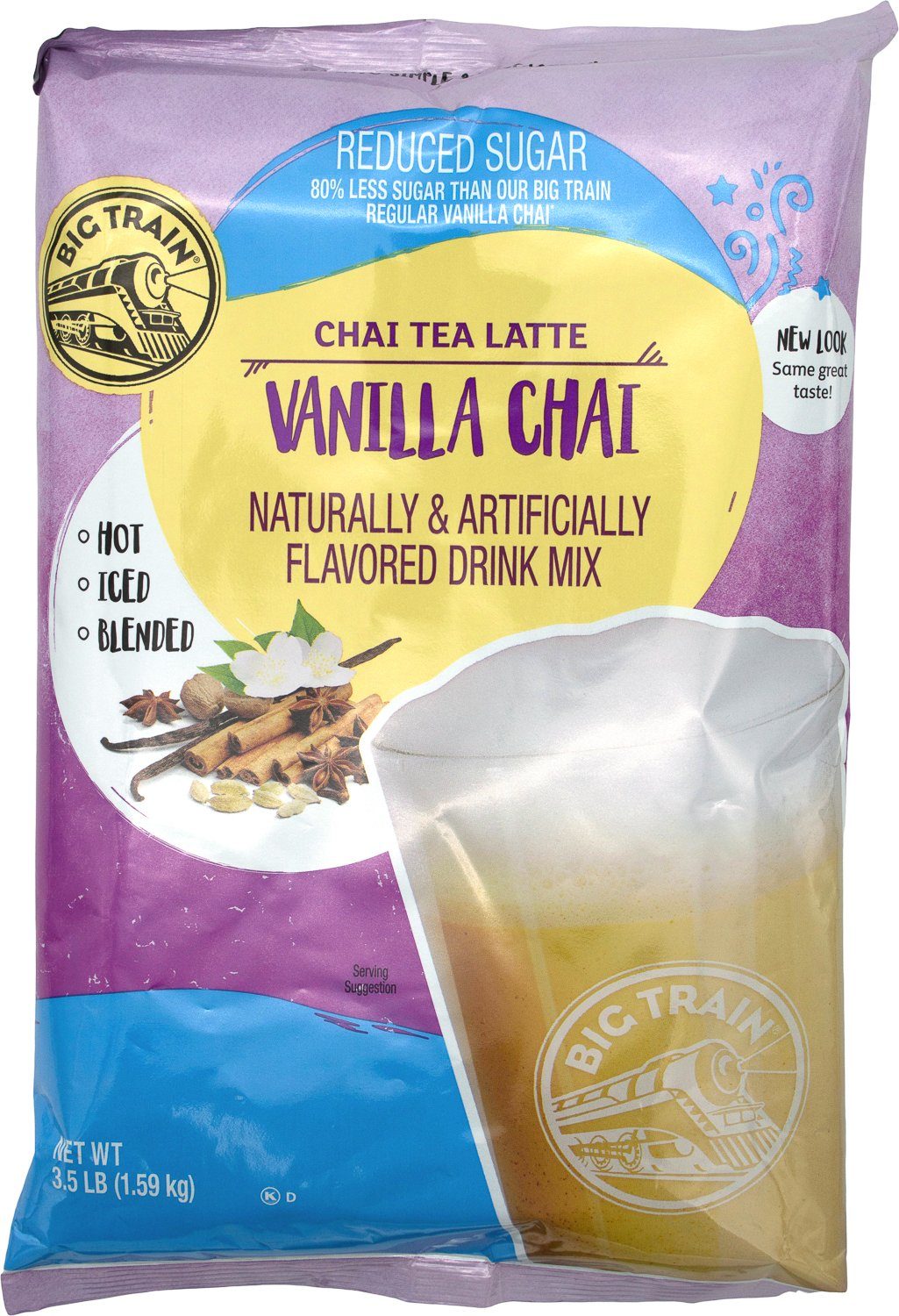 Big Train Chai Tea Mixes Big Train Reduced Sugar Vanilla 56 Ounce 