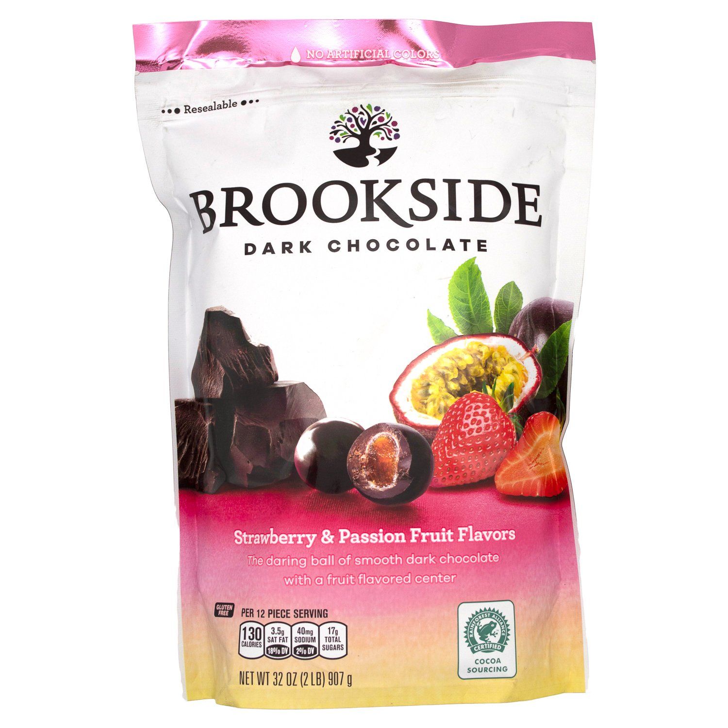 Brookside Dark Chocolate Meltable Brookside Strawberry & Passion Fruit 32 Ounce 