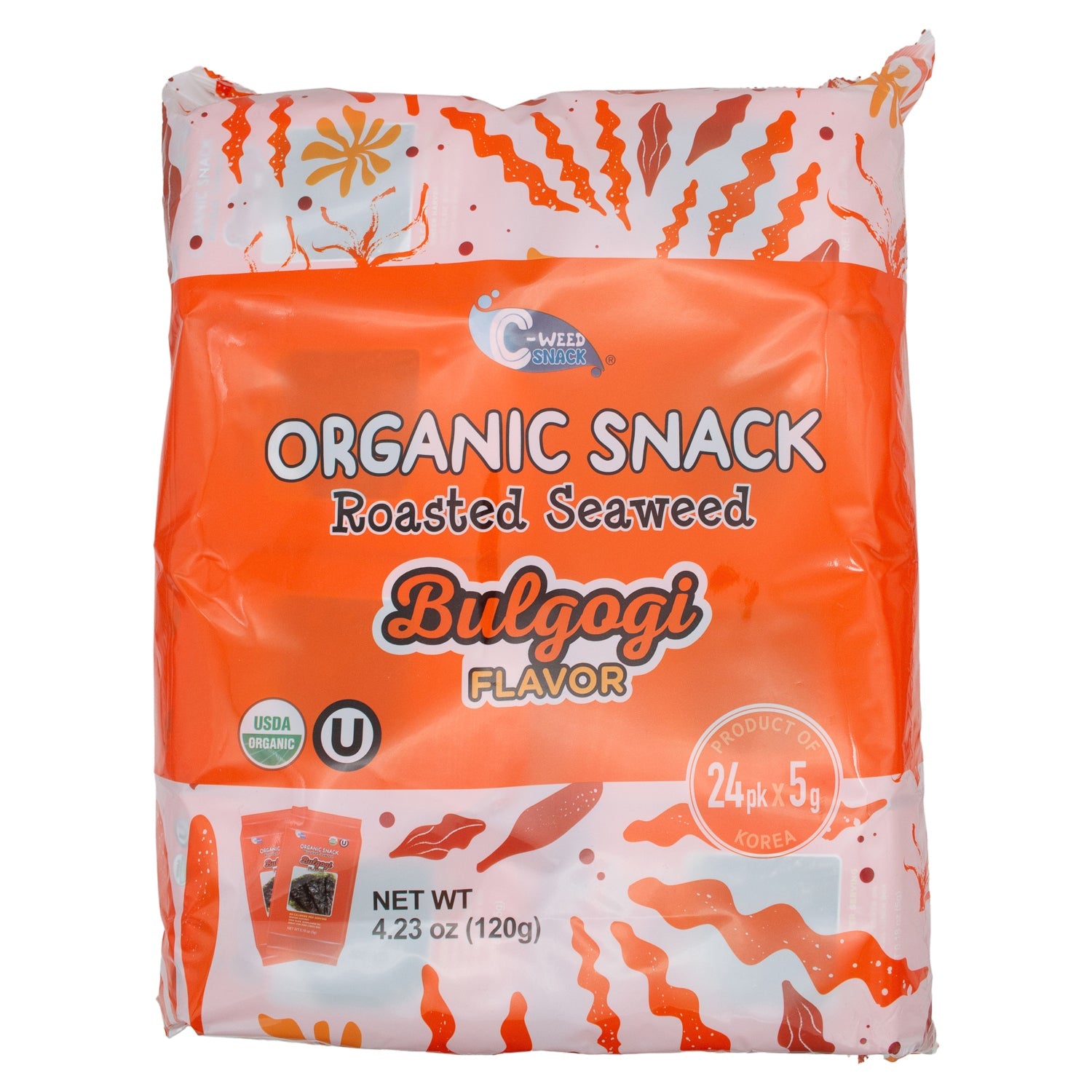 C-Weed Snack Organic Roasted Seaweed Kirkland Signature Bulgogi 5g-24 Count 