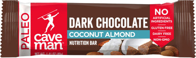 Caveman Foods Paleo-Friendly Nutrition Bar Caveman Foods Dark Chocolate Coconut Almond 1.41 Ounce 