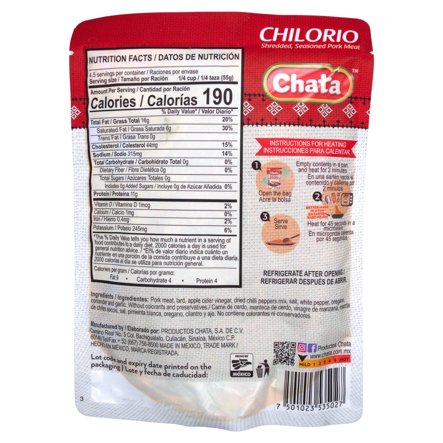 Chata Chilorio Shredded Seasoned Meat Chata 
