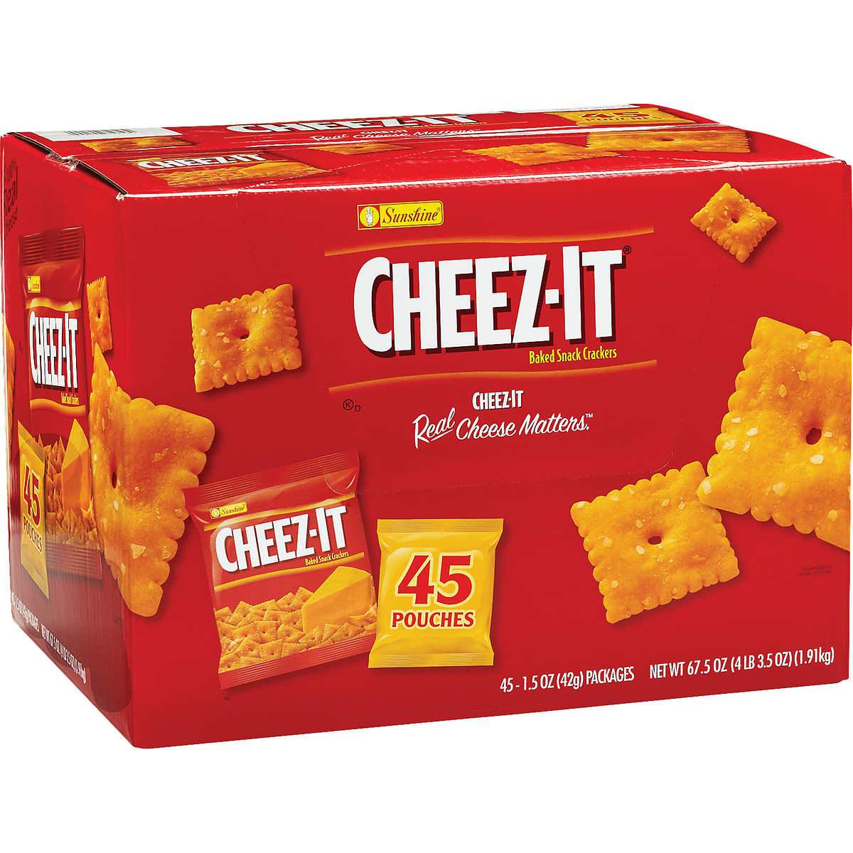 Cheez-It Original Baked Snack Cheese Crackers Cheez-It Original 1.5 Oz-45 Count 